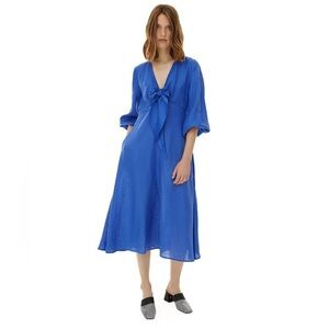 NWT Harshman Novella Midi Dress Blue Size XS
